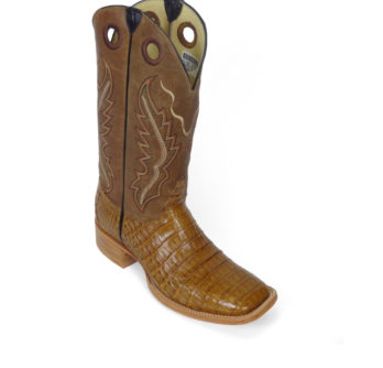 Men Boots Belly Caiman Tail Cognac Pull Up