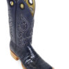 Men Boots Belly Caiman Tail Navy Blue