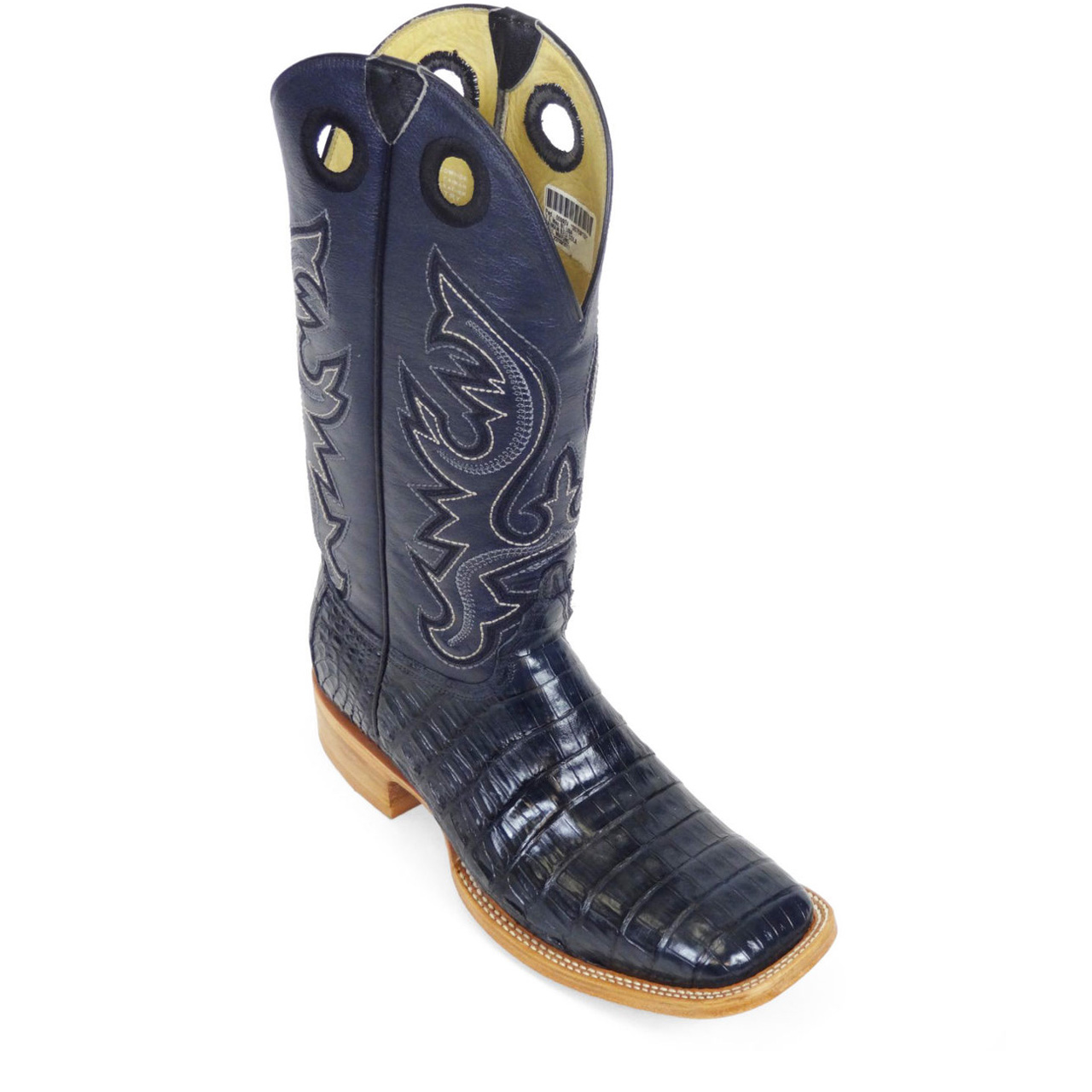 Men Boots Belly Caiman Tail Navy Blue – Cordero Boots