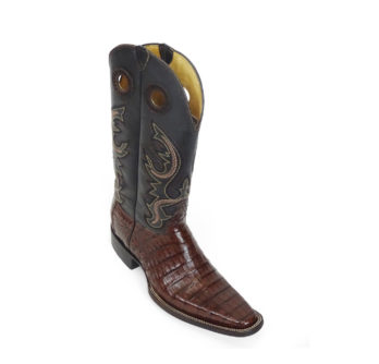 Men Boots Belly Caiman Tail Brown