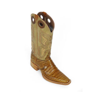 Men Boots Belly Caiman Throat Cognac Pull Up