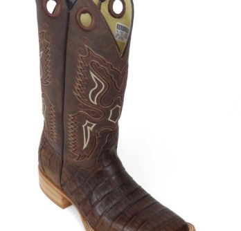 Men Boots Belly Caiman Tail Brown Oil