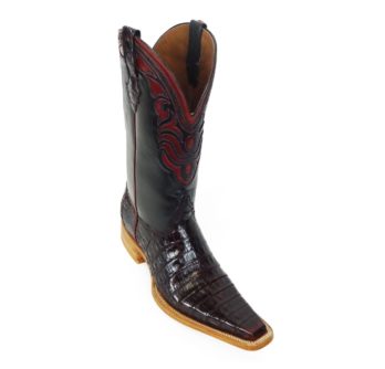 Men Boots Belly Caiman Tail Black Cherry